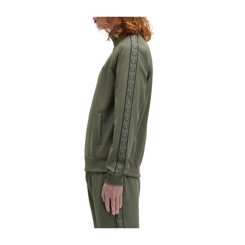 FRED PERRY Felpa con zip Felpa Uomo Contrast Tape Verde A24 - FRED PERRYJ5557 - W49 - M - Francavilla Moda